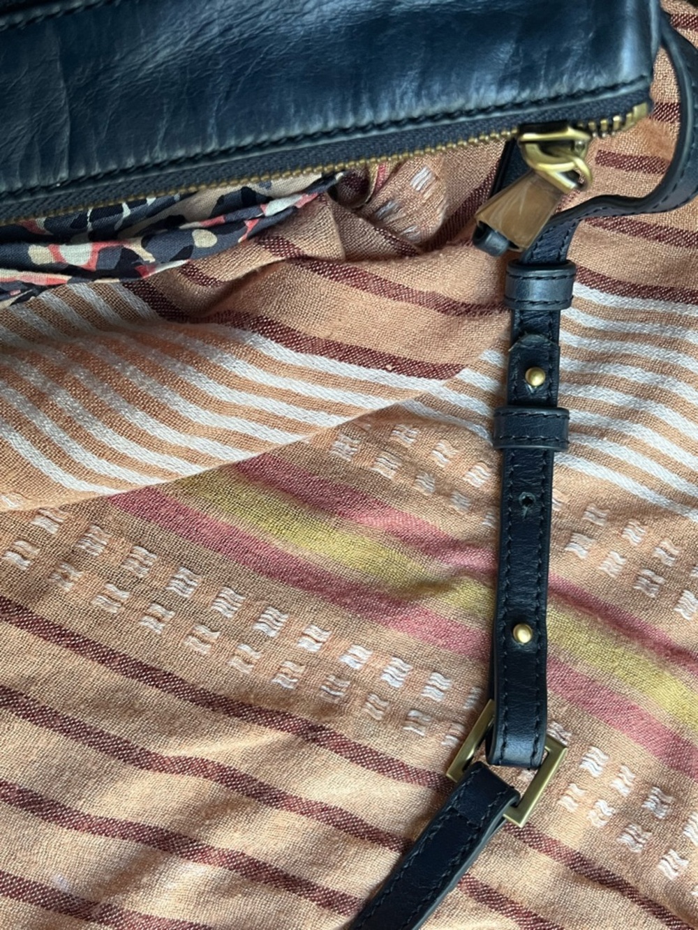 HOBO Navy Leather Crossbody with Gold Zippers - Picture 7 of 10